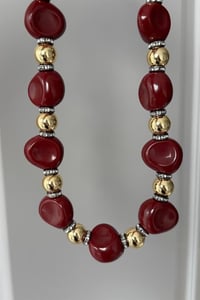 Bordo Taşlı Kolye