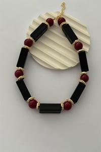 Bordo Taşlı Kolye