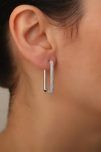 Dikdörtgen Taşlı Silver Küpe