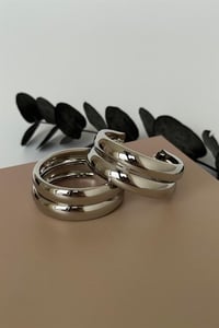 Double Bold Silver Küpe