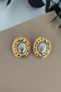 Gold Ve Silver Detaylı Plaka Küpe