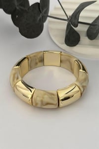 Krem Taşlı Lastikli Bileklik