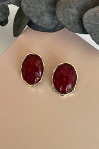 Oval Bordo Küpe