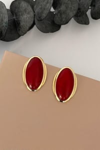 Oval Bordo Küpe
