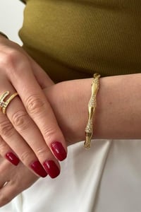 Taşlı Gold Kelepçe Bileklik