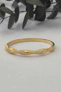 Taşlı Gold Kelepçe Bileklik