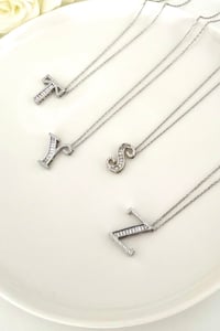 Taşlı Harf Silver Çelik Kolye 