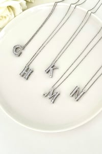 Taşlı Harf Silver Çelik Kolye 