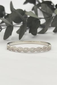 Taşlı Silver Kelepçe Bileklik