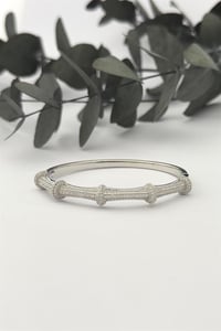 Taşlı Silver Kelepçe Bileklik