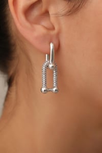 TF Taşlı Silver Küpe