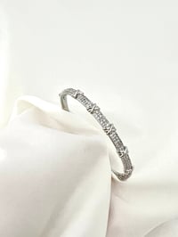 Zircon Stone Silver Çelik Kelepçe Bileklik