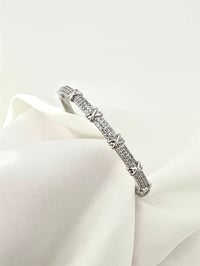 Zircon Stone Silver Çelik Kelepçe Bileklik