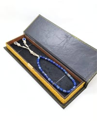 Kazaziye İşçiliği 1000 Ayar Gümüş Lapis Lazuli Tesbih - 