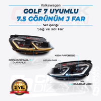 Golf 7 Uyumlu 7.5 Dizayn J Led Far
