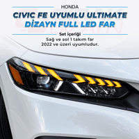 HondaHonda Civic Fe 2022+ Ultimate Full Led Ön Far SetiFar, Stop, Sis ledleri