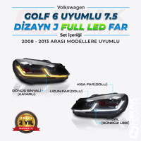 VolkswagenGolf 6 Uyumlu 7.5 Dizayn J Led Far (FULL LED)Golf 5 ve 6
