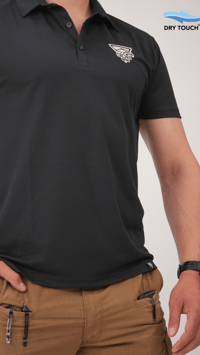 308Win Siyah Polo Yaka Dry Touch Tişört