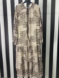 Baskı Detaylı Elbise 23122 - KAHVE