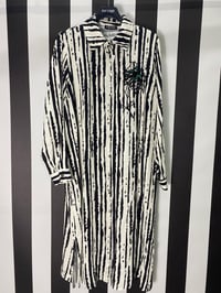Çiçek Baskılı Çizgili Gömlek 9609 - Beyaz