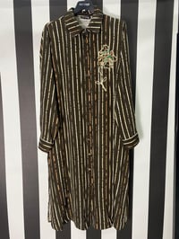 Çiçek Baskılı Çizgili Kap 9609 - KAHVE