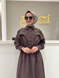 Clande 5023 Elbise  - KAHVE