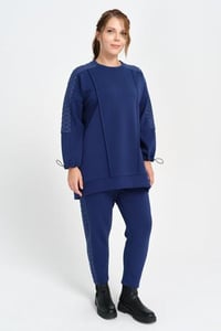 Fuat Gürşen Taş Baskılı Takım 2339 - indigo mavi
