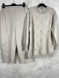 Ghisa Baklava Desenli Tunik Pantolon Takımı 4455 - TAŞ