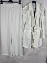 Ghisa Beli Kuşaklı Ceket Pantolon Takım 3779 - EKRU