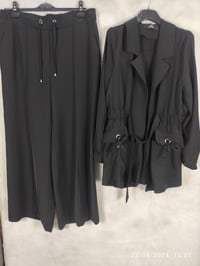 Ghisa Beli Lastikli Ceket Pantolon Takımı 3860 - SİYAH