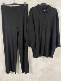 Ghisa Gömlek Yaka Tunik Pantolon Takımı 4542 - SİYAH