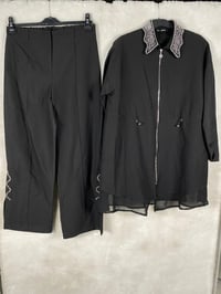 Ghisa Yakası İşlemeli Tunik Pantolon Takımı 4485 - SİYAH
