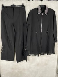Ghisa Yakası İşlemeli Tunik Pantolon Takımı 4485 - SİYAH