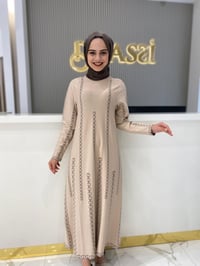 İnvee Zincir Desen Elbise 6842 - TAŞ