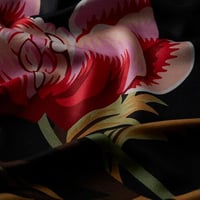 İpekevi Siyah Amaryllis Desenli İpek Şal 8023 - SİYAH