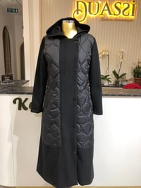 Kapitone Detaylı Kaşe Kaban 7009 - SİYAH