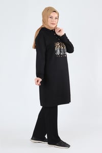 Leopar Detaylı Takım 35073 - SİYAH