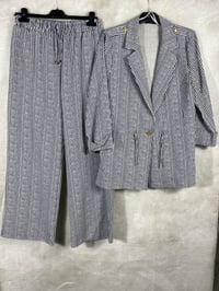 On Triko Beli Cağcıklı Ceket Pantolon Takımı 34502 - LACİVERT
