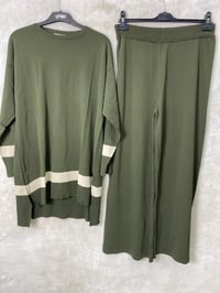 Seçil Store Çizgili Takım 1005 - HAKİ