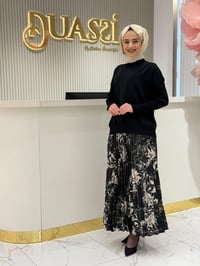 Sentez 5478 Siyah Desenli Plise Etek