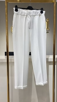 Sentez 5514 Beli Lastikli İnce Duble Paça Pantolon