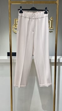 Sentez 5514 Beli Lastikli İnce Duble Paça Pantolon