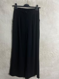Sentez Çift Pile Geniş Paça Krep Pantolon 5558 - SİYAH