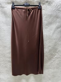 Sentez Luna Saten Volanlı Etek 5457 - KAHVE
