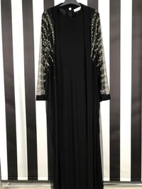 Taş Baskı Detay Abaya 2027 - SİYAH