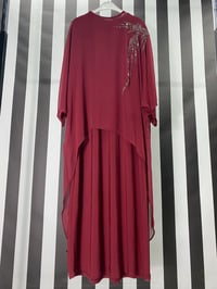 Taşlı Şifonlu Twinset Elbise 817 - BORDO