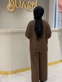 Tkm.21754.1 Önü Geometrik Payetli Pantolonlu Triko Takım