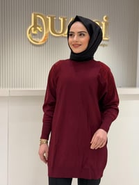 Tnk.21721.1 Omzu Yaprak Taş Baskılı Rayon Tunik
