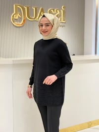 Tnk.21762.1 Etek Ucu Taş Detaylı Triko Tunik
