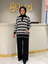 Tnk.21849.1 Polo Yakalı Baklava Desenli tunik